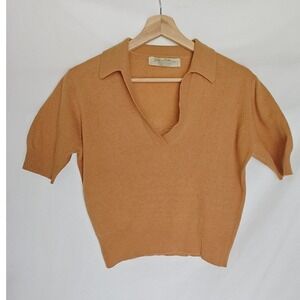 Bernhard Altmann Johnny Collar Polo Sweater Camel Short Sleeve Cashmere M 60s